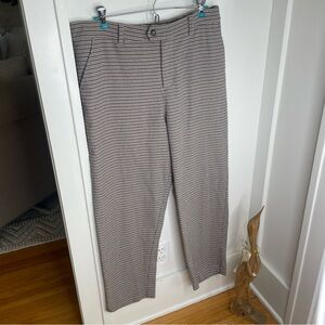 Garnet Hill Women’s Houndstooth Patterned Pants High Rise Straight Leg Trousers